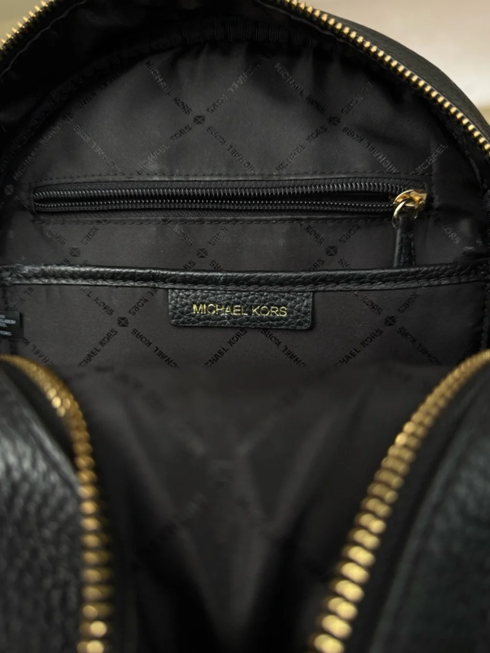 Michael Kors Medium Leather Black Backpack with Gold Pebbled Studs - Picture 5 of 6